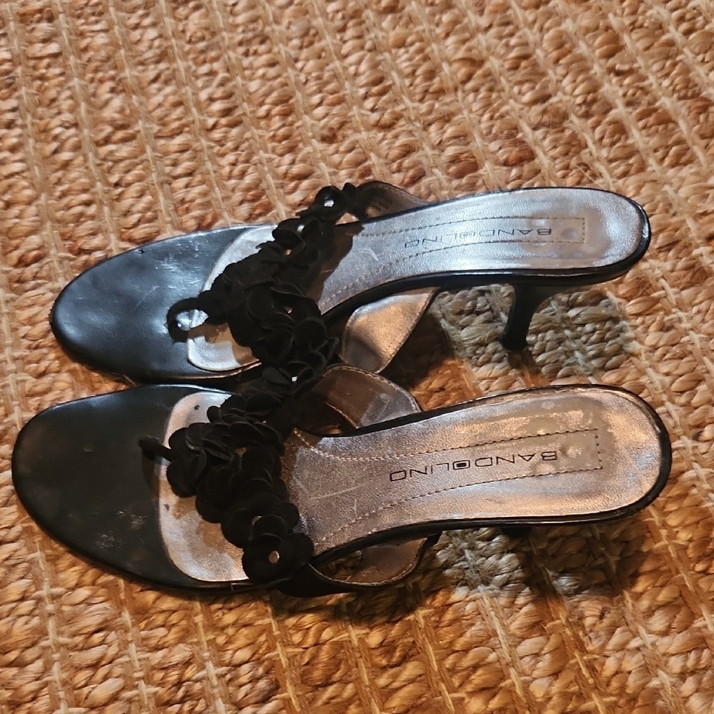 Bandolino Black Heels with Floral Detail